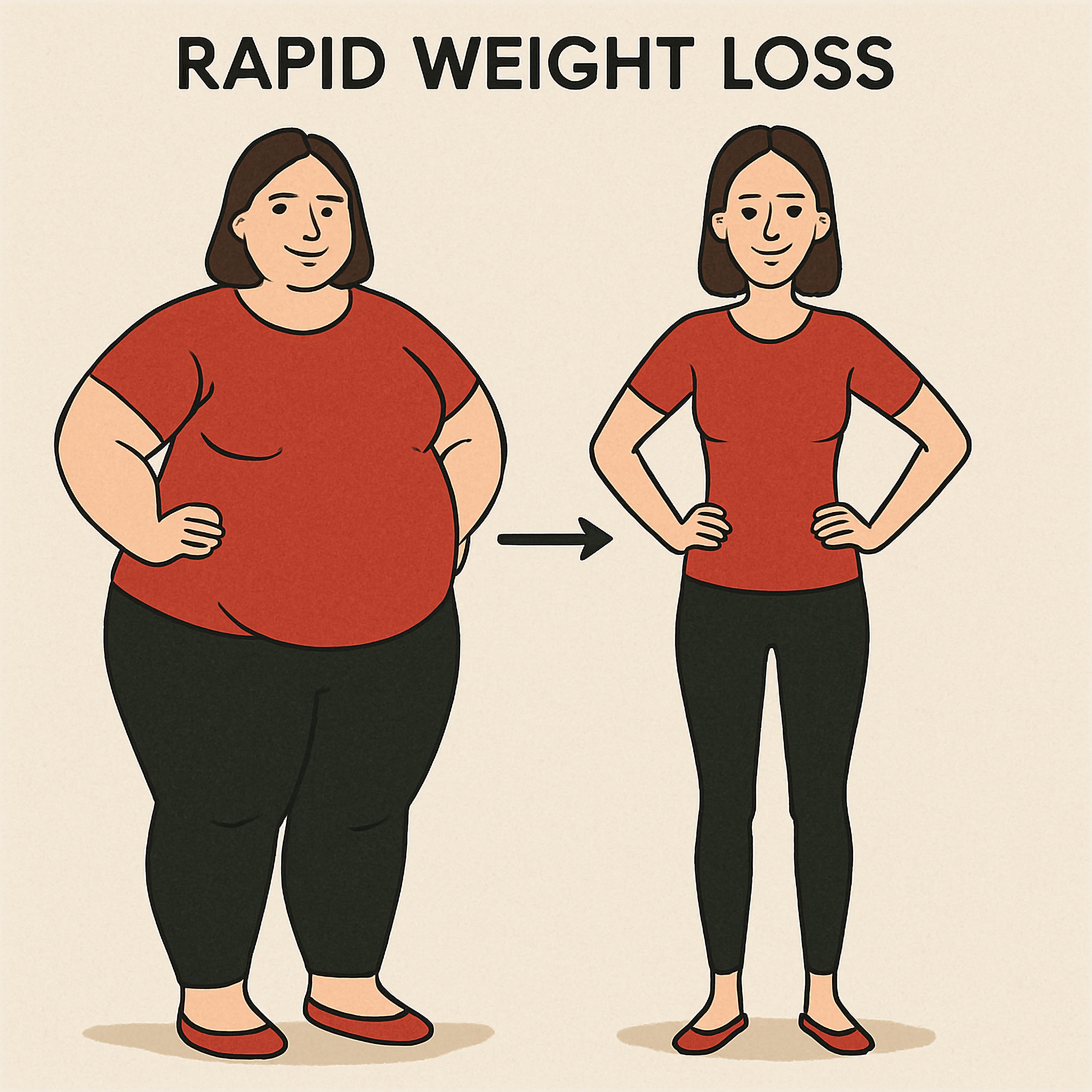 Rapid weight loss before and after illustration